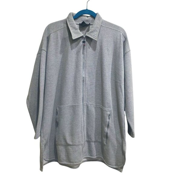 Company Ellen Tracy Vintage Womens Gray Zip-Up Minimalist Sweater Jacket L - Picture 1 of 11
